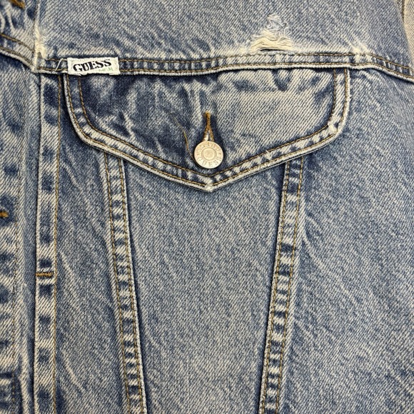 Guess Denim Jean Vest Georges Marciano Men's XL Style 10804 VTG 80's Distressed - Picture 5 of 16